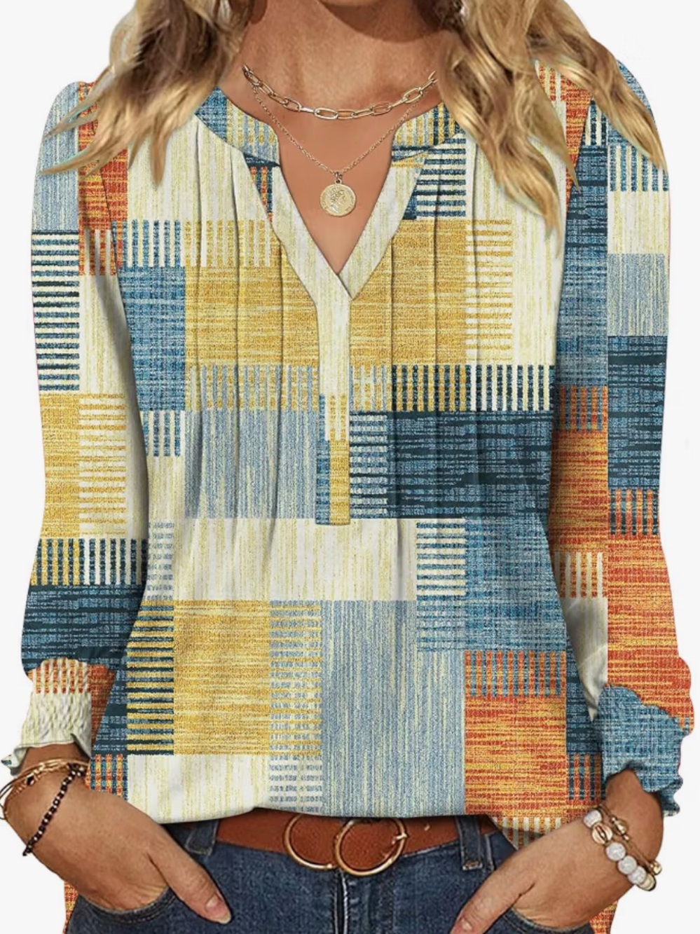 LOMON Womens Tops Dressy Casual Pleated Ruffle Long Sleeve Tunics Tops xxl NWOT